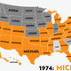 Illustration for article titled Map: Six Decades of the Most Popular Names for Boys, State-by-State
